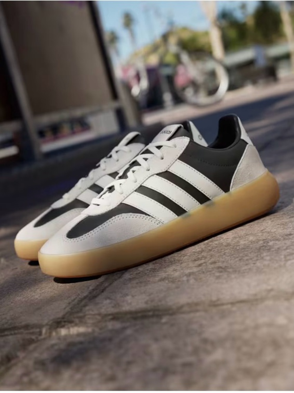 adidas Barrera decode lux: Black, White & Cream Low-Top Sneakers with Gum Sole - Picture 3 of 6